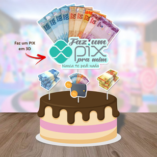 Topo de Bolo Especial Pix  com Detalhe 3D (papel fotográfico) em Oferta na Shopee