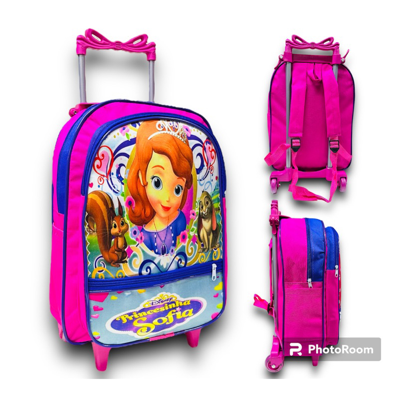 mochila infantil menina grande da princesa Sofia de rodinha