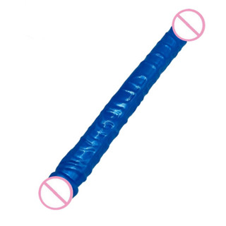 Protése peniana de silicone dupla long Pênis Dildo Realístico Duplo 34cm SEX TOYS Pinto de borracha em silicone cristal colorido com duas glandes e veias realistas