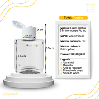100 Mini Frasquinhos Frasco de Plástico Retangular 35ml c/ Tampa Fliptop p/ Cremes Rep de Pontas etc em Oferta na Shopee