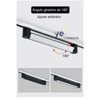 Luminária Difusa Led Slim Para Trilho Eletrificado Acabamento Preto 10W/20W/30W/40W