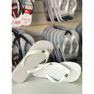 Chinelo Branco Bandeira do Brasil masculino feminino Conforto Estilo Unissex