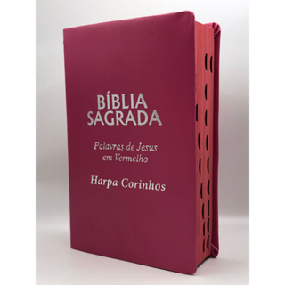 Bíblia Sagrada Tamanho Médio 12,5x19 cm Com Harpa Palavras de Jesus em Vermelho Capa Cedro Pink em Oferta na Shopee