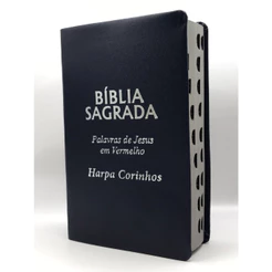 Bíblia Sagrada Tamanho Médio 12,5x19 cm Com Harpa Palavras de Jesus em Vermelho Capa azul