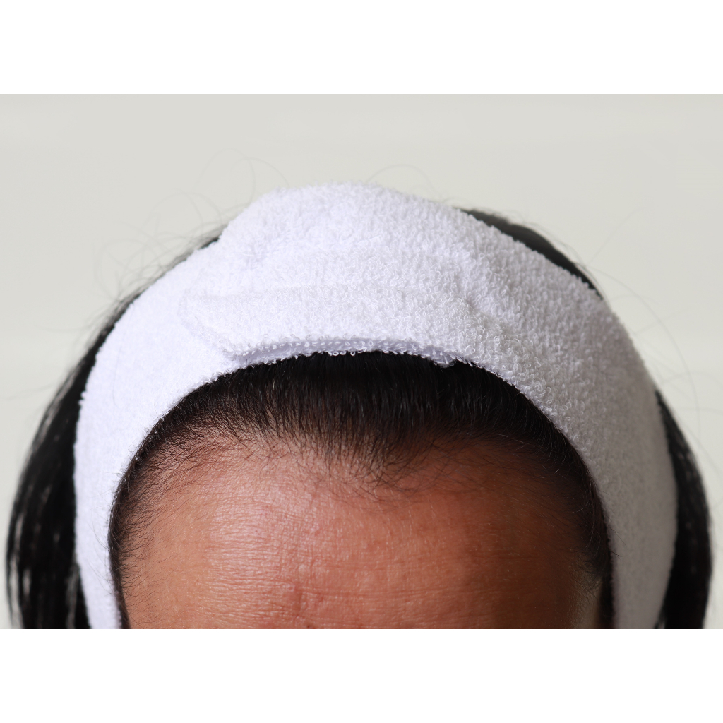 Kit 05 Faixa de Cabelo Atoalhada Branca/ Preta Limpeza Facial e Maquiagem 100 % Algodão