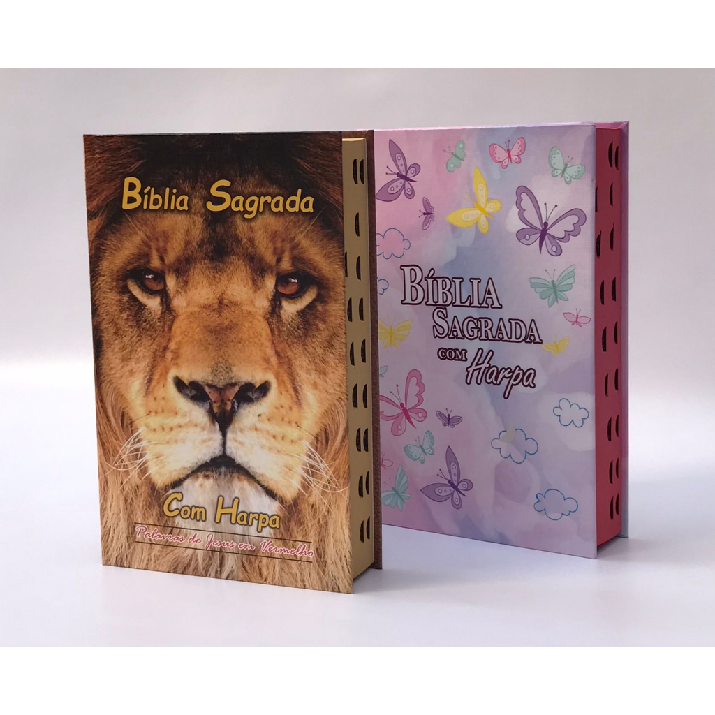 Kit com 2 Bíblias Sagrada Tamanho Médio 12,5x19 cm Com Harpa Palavras de Jesus em Vermelho (Kit 5) em Oferta na Shopee