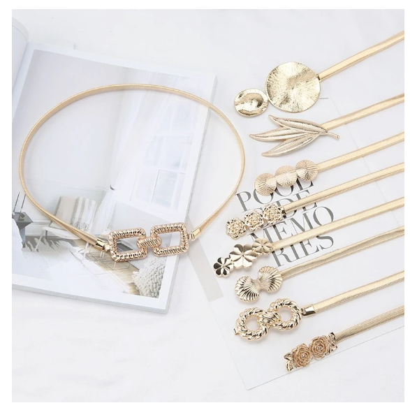 Cinto Feminino Metal Elástico Design Com Fivela HL-23/24/25/26 em Oferta na Shopee