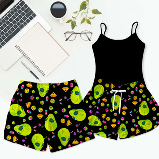 Kit Pijama Casal  Mozão Baby Doll Preto Estampa Alien Preto