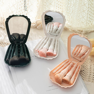 Kit 5 Pincéis Com estojo Formado De concha do Mar com Espelho Portátil para Aplicação de …