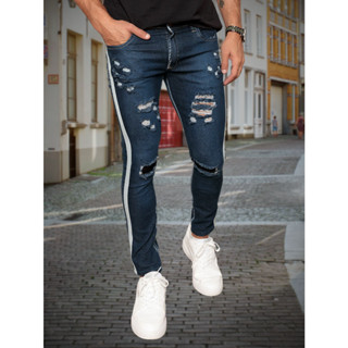 Calça Jeans Skinny Masculina Destroyed Com Elastano Linha Premium