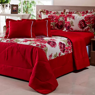 KIT COBRE LEITO LAÍS CASAL QUEEN 06 PEÇAS PROMOÇÃO !! VERMELHO