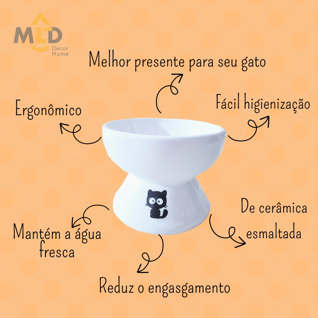 Comedouro em cerâmica para Gatos Bebedouro comedouro Cerâmica bebedor gato PET ergonomico Elevado anti formiga prático e higiênico, fácil de limpar um luxo