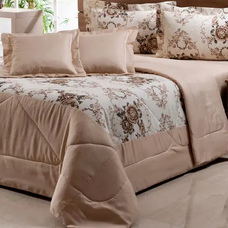 KIT COBRE LEITO LAÍS CASAL QUEEN 05 PEÇAS  DUPLA FACE VÁRIAS CORES PROMOÇÃO ! em Oferta na Shopee