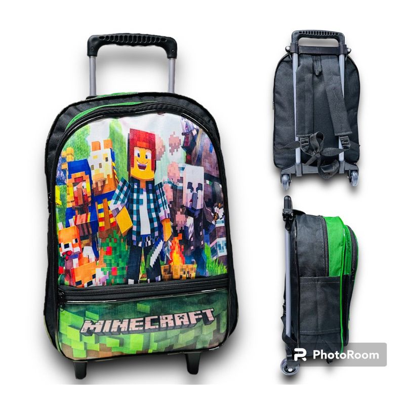 mochila infantil escolar de rodinha menino - minecraft em Oferta na Shopee