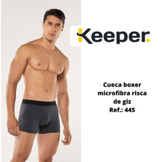 Cueca boxer microfibra risca de giz Keeper 445 extra macio
