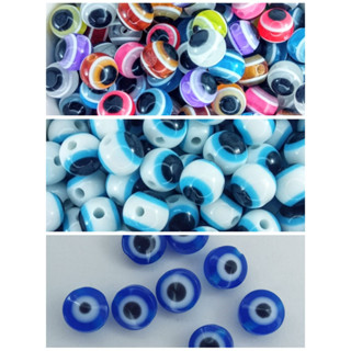 Olho Grego 8mm 20 unidades Miçanga Com furo Passante