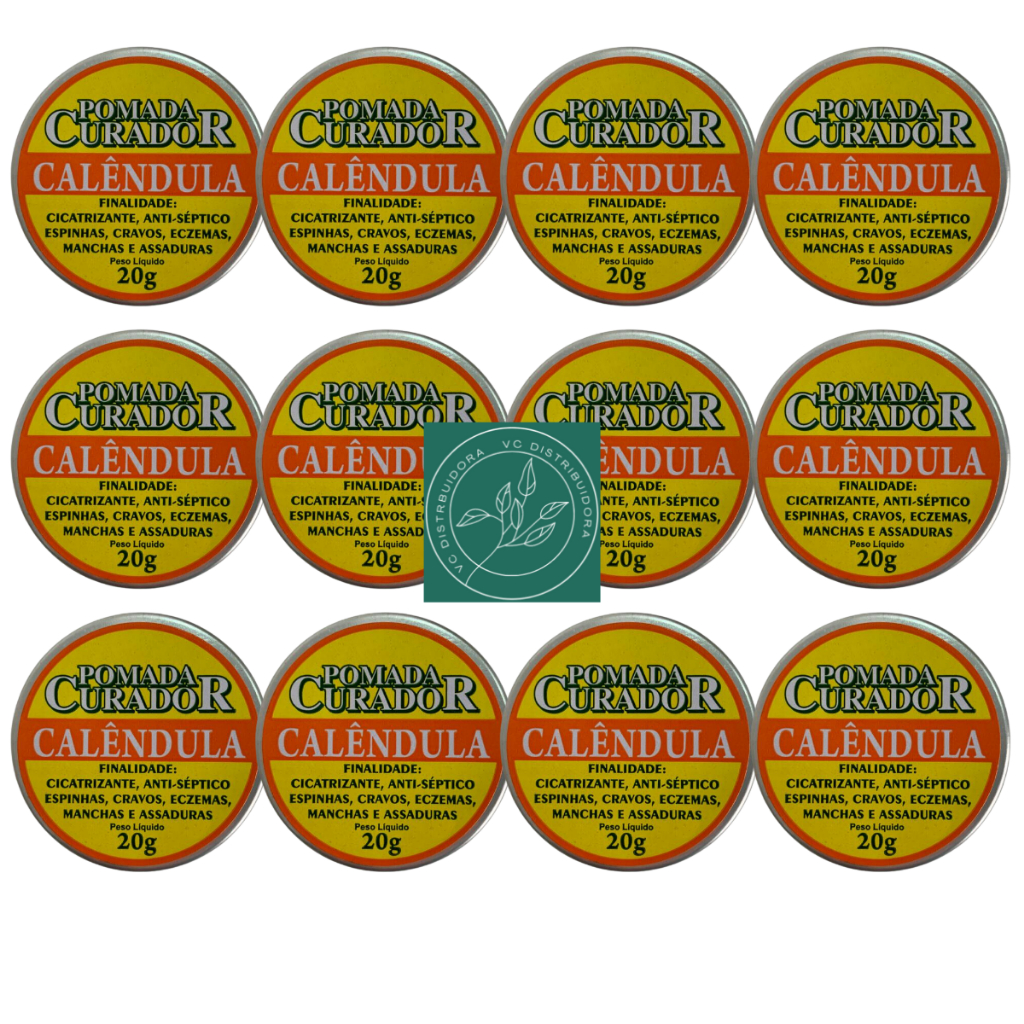 12x pomada de calendula manchas e assadura curador 20 g