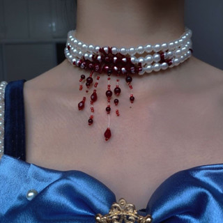 Colar de Pérolas Brancas Vampire Colar de Pérolas para Mulheres Gargantilhas de Pérolas