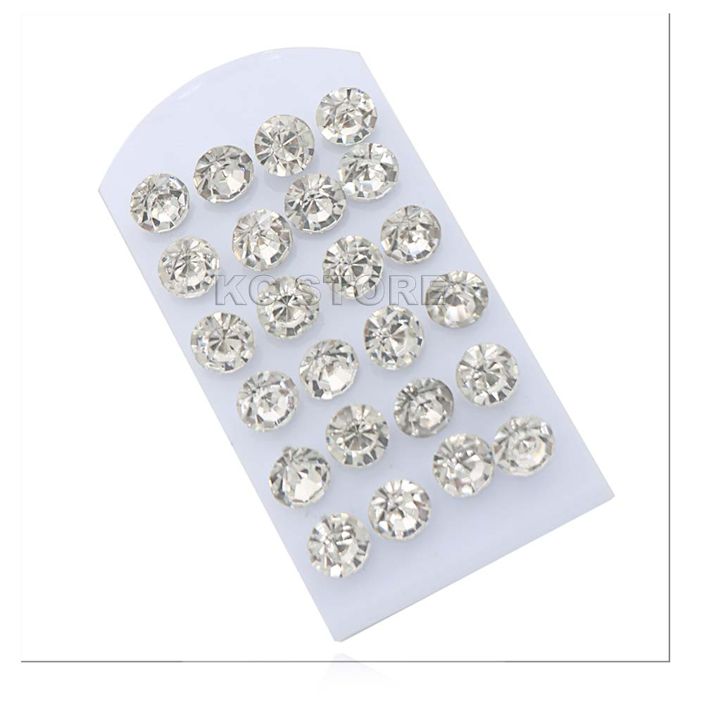 Kit 12 Pares Brinco  Ponto De Luz masculino feminino Tamanho 3mm 6mm 8mm10mm Strass Bijuterias cartela
