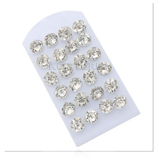Kit 12 Pares Brinco  Ponto De Luz masculino feminino Tamanho 3mm 6mm 8mm10mm Strass Bijuterias cartela