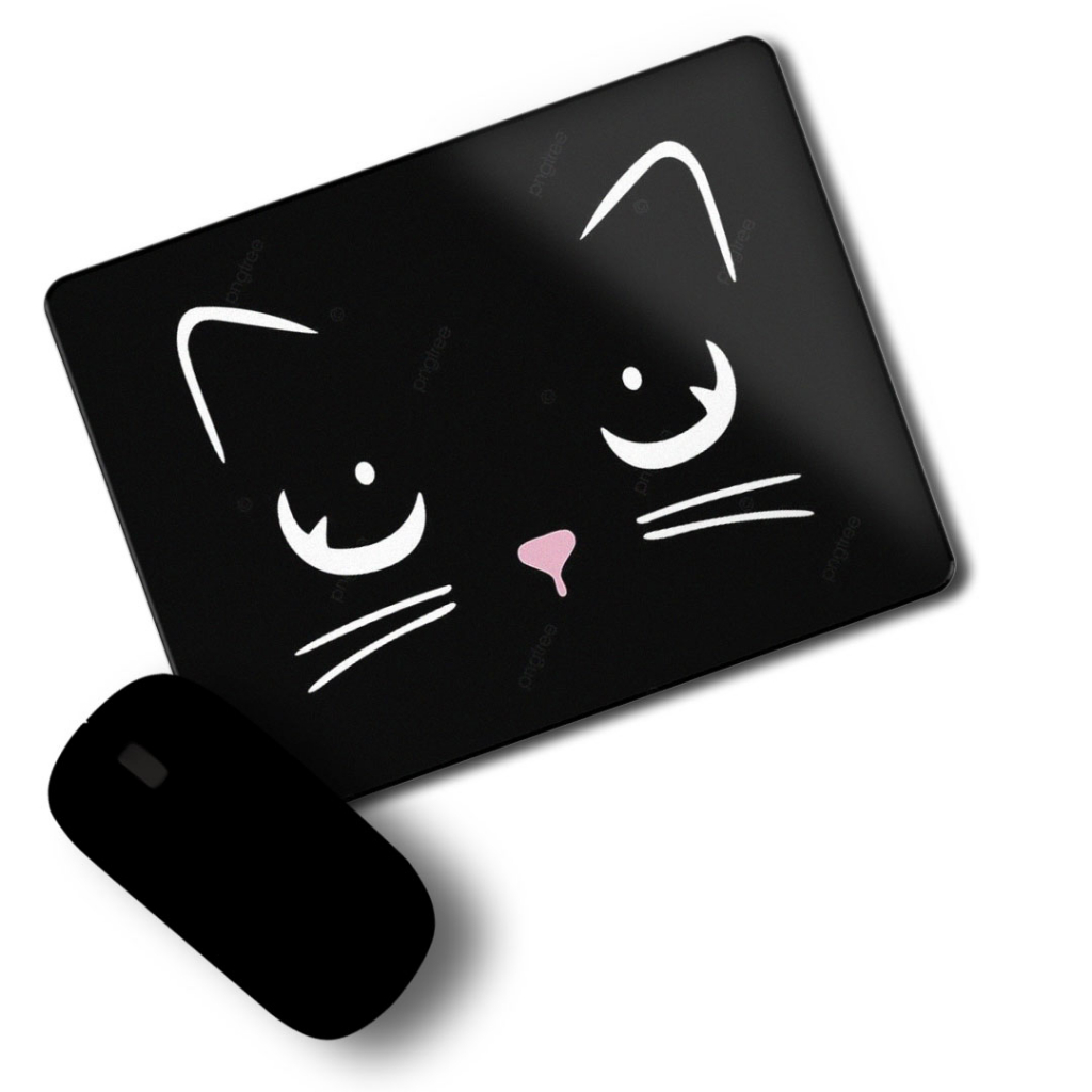 Mouse Pad Gato Preto Com Bigode 23x18 cm