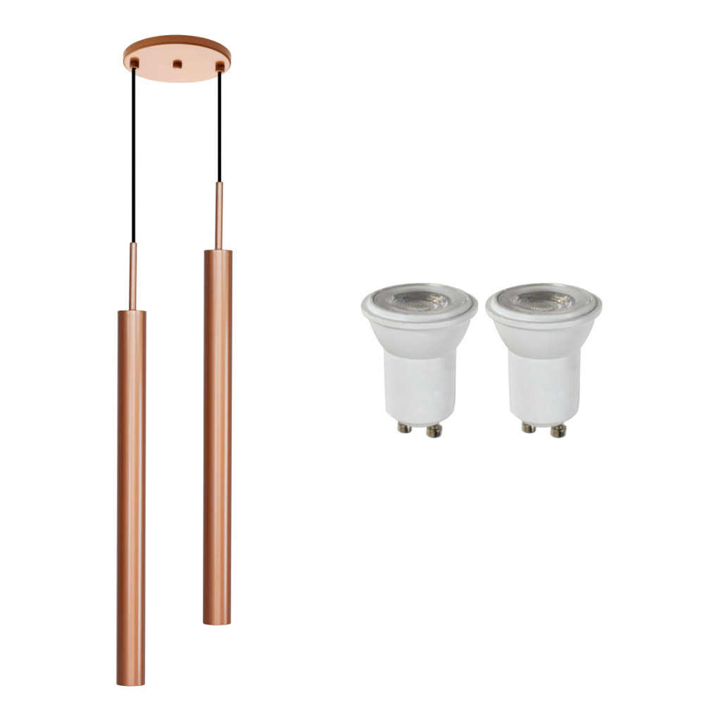 Pendente Tubo Duplo Alumínio + 2 LED GU10 MR11 ST1697 em Oferta na Shopee