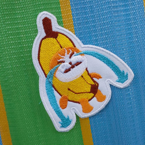 banana cat cry meme bordado patch com termocolante