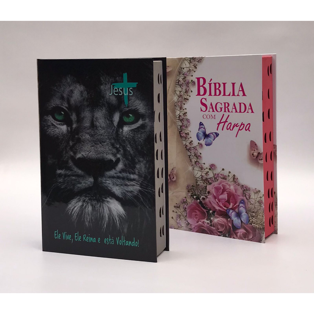 Kit com 2 Bíblias Sagrada Tamanho Médio 12,5x19 cm Com Harpa Palavras de Jesus em Vermelho (Kit 10) em Oferta na Shopee