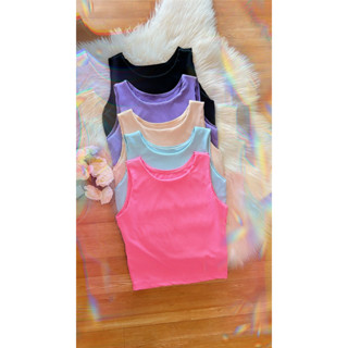 KIT Com 2 Cropped Regata Feminino Canelado Regata Básica Diversas Cores Zara