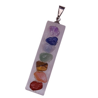 Pingente Selenita Branca sete 7 chakras Pedra Natural Bruta