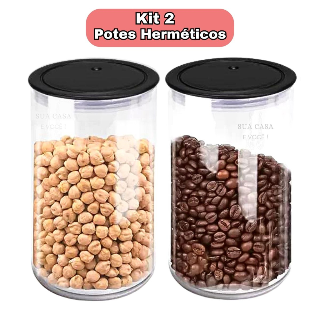 Kit Organizadores Potes Herméticos Acrílico Livre BPA Para Mantimentos Cozinha Geladeira Armário