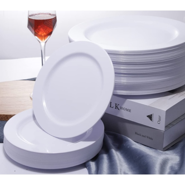 Jogo Com 12 Pratos Jantar Refeição De Melamina Branco Hotel Bar Restaurante