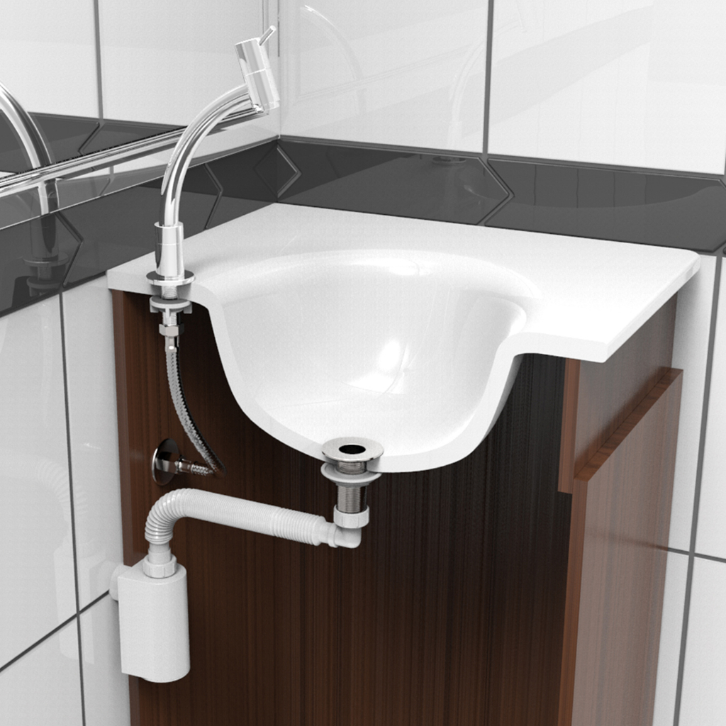 Sifão Sanfonado Com Copo De Parede Tubo Extensivo Branco - Blukit