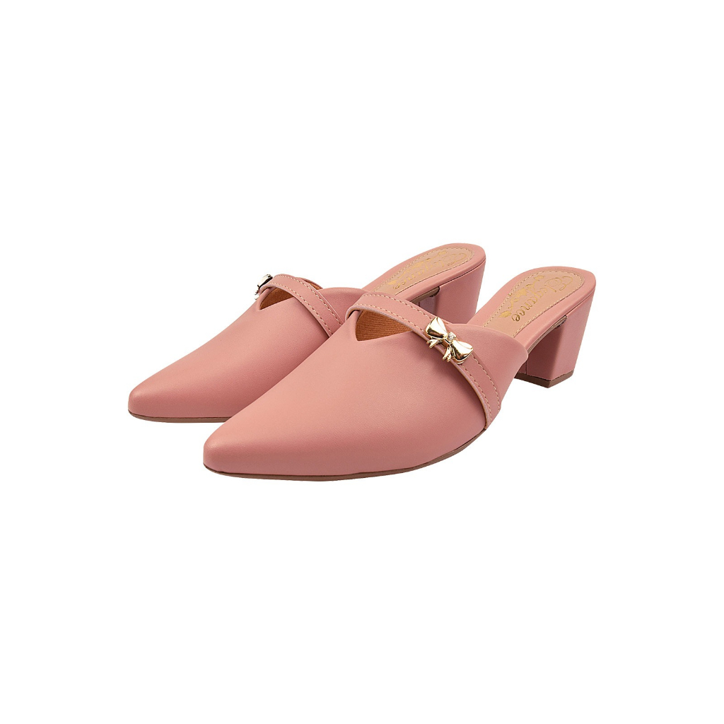 Mule Scarpin Salto Alto Grosso Lacinho Sapato Bico Fino Casual Elegante Calçados em Oferta na Shopee