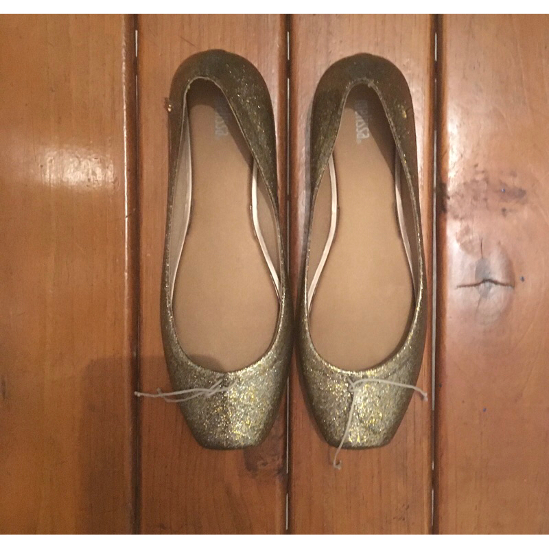 DESAPEGO - Melissa Ballet Glitter dourada, tamanho 37