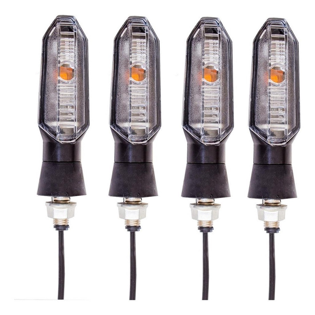 Kit 4 Pisca Seta para Moto Universal Modelo Esportivo LED CB 250f Twister Cb 300 Tornado Bros Todas Xre 300 Ybr 125 Hond