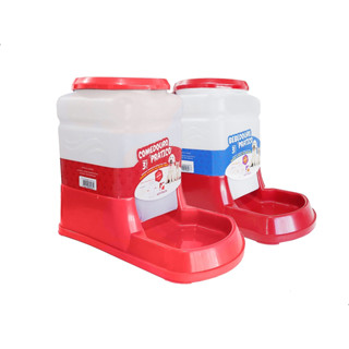 Comedouro e Bebedouro Automático Cães Água 3 Lt Vemelho