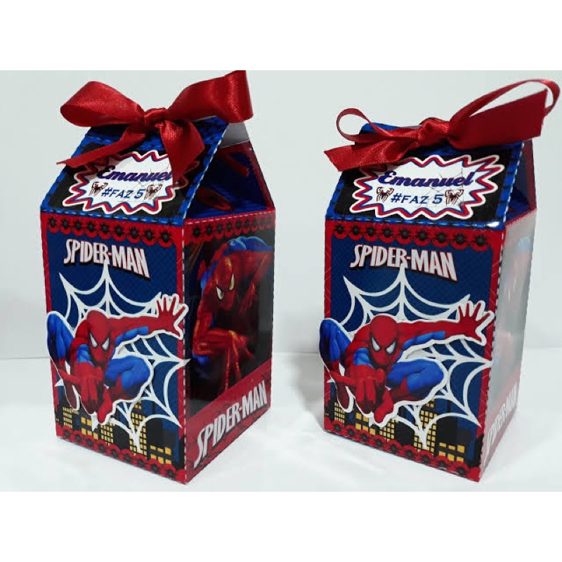 10 Caixa Milk Personalizada - Homem aranha ou qualquer tema - Cortada - Pontilhada - Fácil Montagem - envio rápido