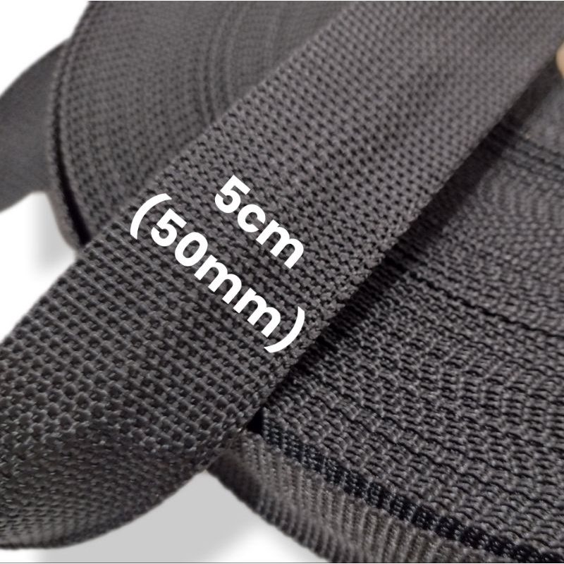 Cadarço Alça Fita CA 50mm (5cm) com 5 metros cor Preto, Alça para Bolsa 50mm de Nylon cor Preto,  Alça para Mochila