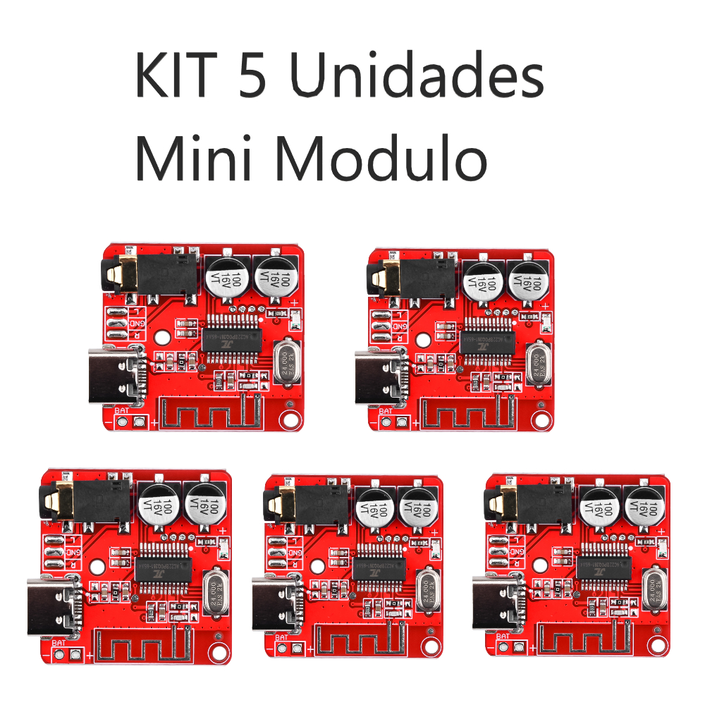 KIT Mini Modulo Placa Receptor Bluetooth 5.0 Áudio Mp3 Som