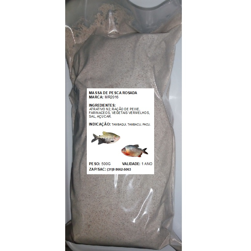 Massa De Pesca Rosada 500g Isca Para Pesca Redondos Tambaqui Pacu Tilapia Carpa Cabeçuda 500g