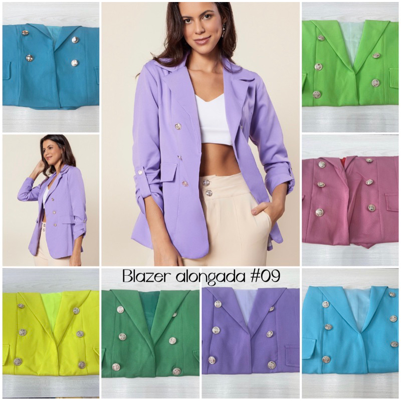 Max Blazer Alongada em Alfaiataria Forrada Manga 3/4 #09