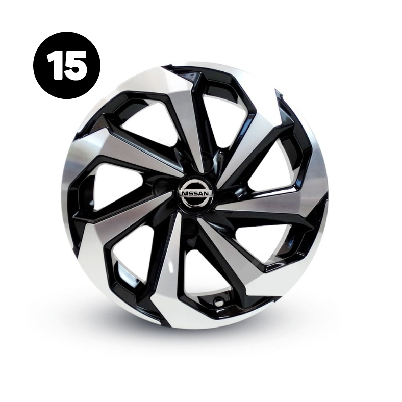Kit 4 Carlota Spider Aro 15 Silver Black Nissan March VErsa Sentra