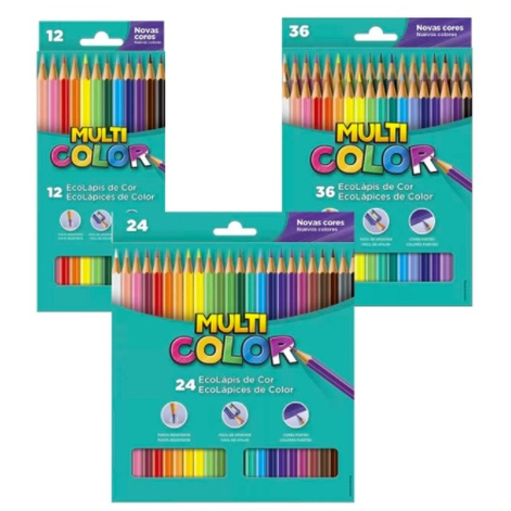 Lapís De Cor Profissional Multicolor Escolar 12 - 24 - 36 Cores