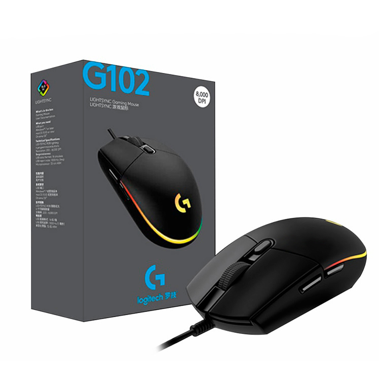 Mouse Gamer Logitech G102 Com Fio 8000 Dpi - 1ª Linha Premium - Pronta Entrega