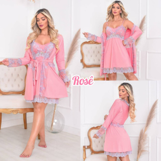 Camisola Amamentação com Robe Gestante Pós Parto de Luxo, Saída de Maternidade em Oferta na Shopee