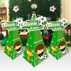10 Caixinhas Cone Pirâmide Futebol Caixa Supresa Aniversário Lembrancinhas Personalizadas