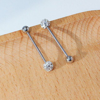 Piercing Lingua Strass/Piercing Com Um Bolinha Brilho- Cor Prata- 1 uni