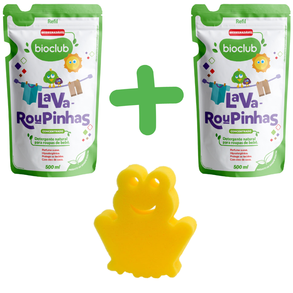Combo 2 Lava Roupas Concentrado Detergente Natural - Lava Roupinhas Bioclub 500ml