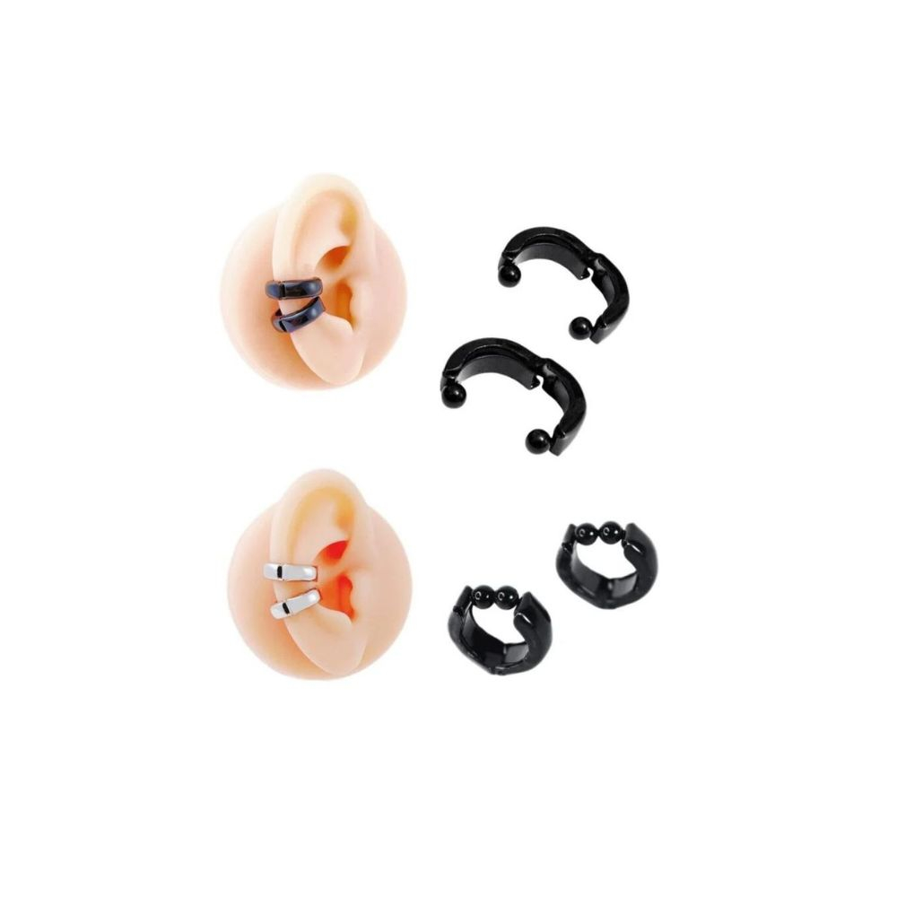 1 Par Brinco Argolinha Lóbulo De Pressão Aço Inox Prata/Preto em Oferta na Shopee